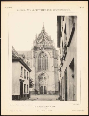 St. Willibrord, Wesel: Ansicht von der Nordseite (aus: Blätter für Architektur und Kunsthandwerk, 11. Jg., 1898, Tafel 53)