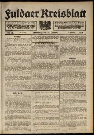 Ausgabe vom Donnerstag, den 16. Januar 1913.
