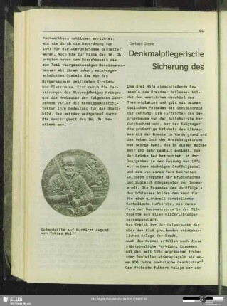 Denkmalpflegerische Aspekte bei der Sicherung des Dresdner Residenzschlosses