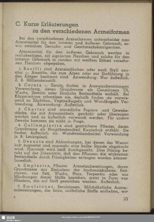 C. Kurze Erläuterungen zu den verschiedenen Arzneiformen
