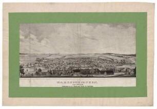 Stadtansicht von Markneukirchen im Vogtland nach dem verheerenden Stadtbrand in der Nacht vom 22. zum 23. April 1840