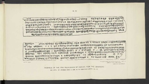 No. II. Facsimile of the two palm-leaves of Horiuzi, from the Asharagio