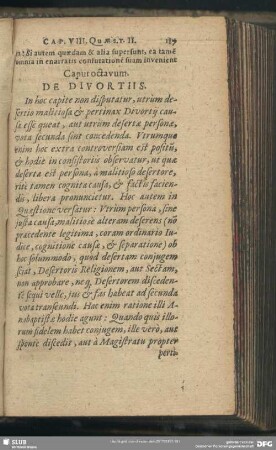 Caput octavum. De Divortiis