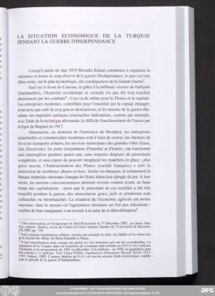 La Situation Economioue De La Turquie Pendant La Guerre D'Independance