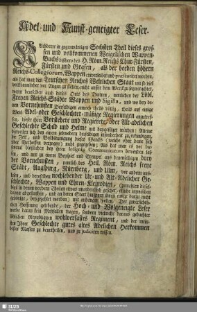 Adel- und Kunst-geneigter Leser