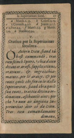 V. Oratiun per la Superiuritaer seculaera.