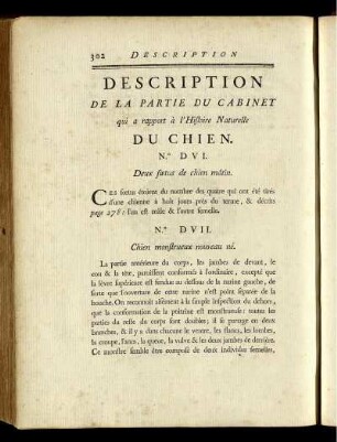 Description De La Partie Du Cabinet qui a rapport à l' Histoire Naturelle Du Chien.