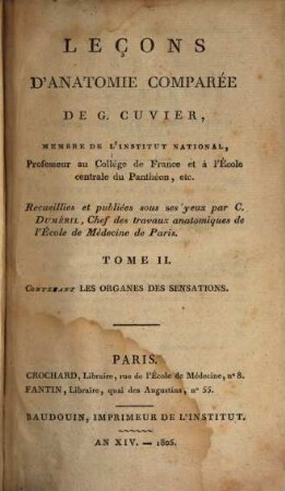 Leçons d'Anatomie comparée, 2