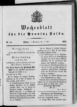 Nr. 15, Ausgabe vom 8. April 1848