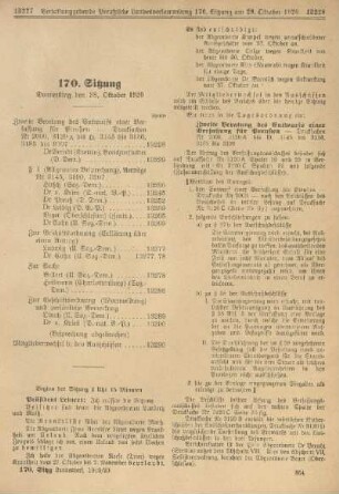 170. Sitzung. Donnerstag den 28. Oktober 1920