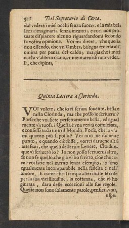 Quinta Lettera a Clorinda.