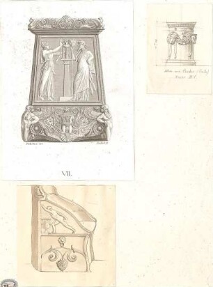 Lange, Ludwig; Lange - Archiv: VIII.1 Renaissance / Barock und Griech.-röm. Stil (Sockel / Denkmäler) - u. a. Altar (Ansichten, Detail)