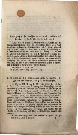 Handbibliothek des bayerischen Staatsbürgers oder Sammlung sämmtlicher Administrativ-Gesetze, sowie der geltenden bezüglichen Verordnungen u.s.w. : mit Zugrundelegung der Verfassung des Reiches vom Jahre 1818 und der später allerhöchst verabschiedeten Gesetze ... ; in fünf Bänden, [9]. Vierter Supplementband zur dritten Auflage des Hauptwerks