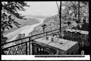 Sächsische Schweiz, Bastei-Terrasse, Blick in das Elbtal