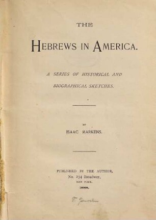 The Hebrews in America