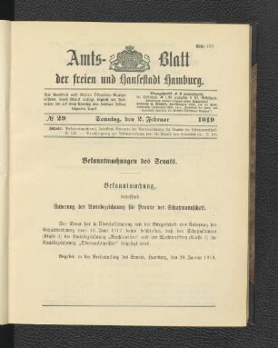 No.29, Sonntag, den 2. Februar 1919