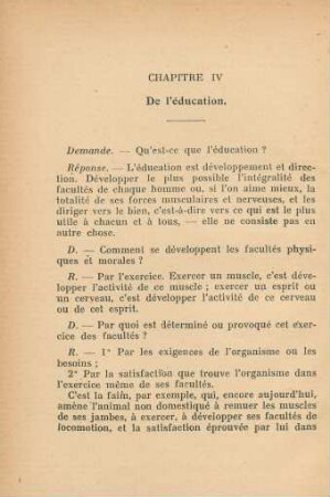Chapitre IV De l'éducation.