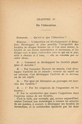 Chapitre IV De l'éducation.