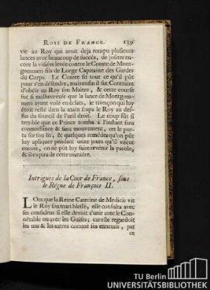 Intrigues de la Cour de France, sous le Régne de François II.