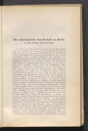 Die numismatische Gesellschaft zu Berlin in den Jahren 1843 bis 1893
