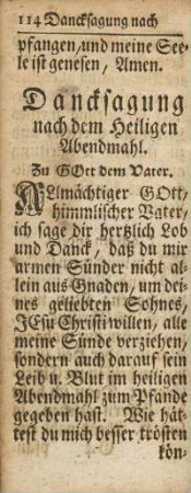 Dancksagung nach dem heiligen Abendmahl