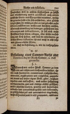 721-742, N. IV. Bestallung eines Cammer-Raths ...