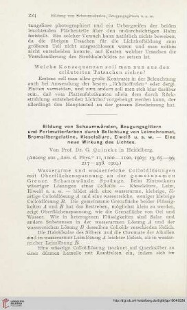 18: Bildung von Schaumwänden, Beugungsgittern und Perlmutterfarben durch Belichtung von Leimchromat, Bromsilbergelatine, Kieselsäure, Eiweiß u. s. w. : eine neue Wirkung des Lichtes