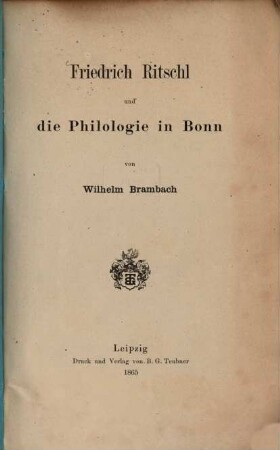 Friedrich Ritschl und die Philologie in Bonn