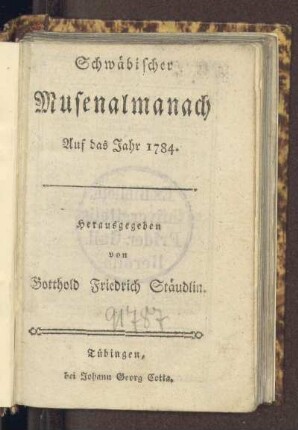 1784: Schwäbischer Musenalmanach, 1784