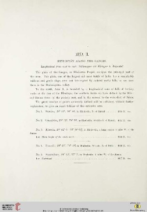 Area II: Heights in Hindostan, Bandelkhand, Bahar and Bengal