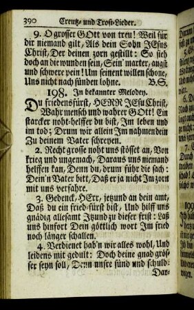 198. In bekannter Melodey. Du friedensfürst, Herr Jesu Christ, Wahr mensch und wahrer Gott! - 213. Mel. Singen wir aus hertzens-grund.