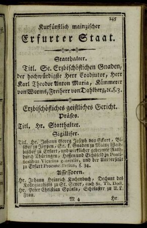 Kurfürstlich mainzischer Erfurter Staat.