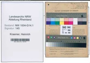 Entnazifizierung Heinrich Kraemer , geb. 07.05.1890 (Buchhalter)