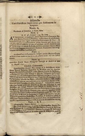 Adjuncta Cum Humillima Imploratione pro Restitutione in integrum Num. 1. - Num. 22.