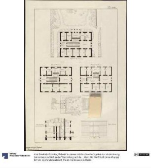 Entwurf zu einem städtischen Wohngebäude. Vorzeichnung (Varainte) zum Stich in der "Sammlung architektonischer Entwürfe", Heft 9, Tafel 57, 1826