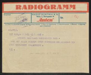 Brief von Felix Hollaender an Gerhart Hauptmann