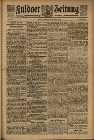 Erste Ausgabe vom Samstag, den 26. Juni 1909.