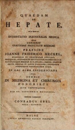 Quaedam de hepate : Diss. inaug. med.