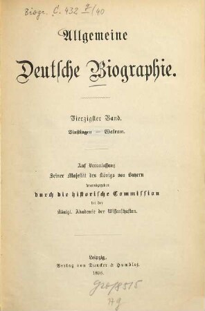 Allgemeine Deutsche Biographie, 40. Vinstingen - Walram