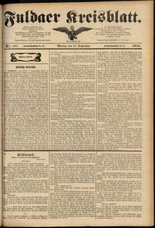 Erste Ausgabe vom Montag, den 12. September 1904.