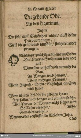 Die zehende Ode. An den Ligurinus