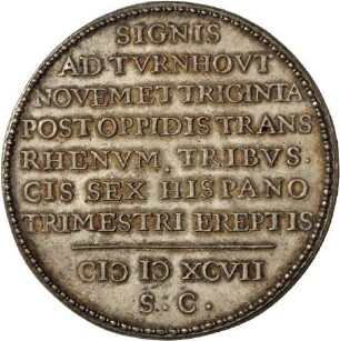 Medaille auf die Eroberung von 39 Feldzeichen bei Turnhout, 1597