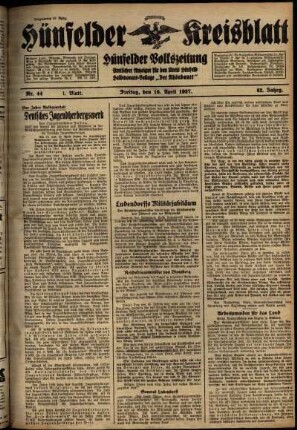Erste Ausgabe vom Freitag, den 16. April 1937.