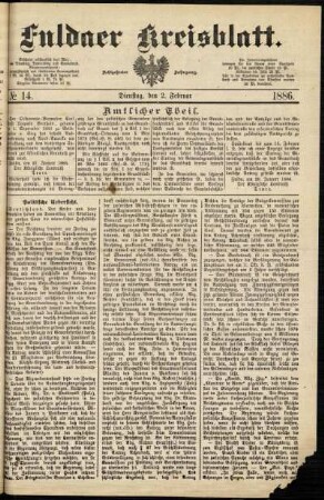 Ausgabe vom Dienstag, den 02. Februar 1886.
