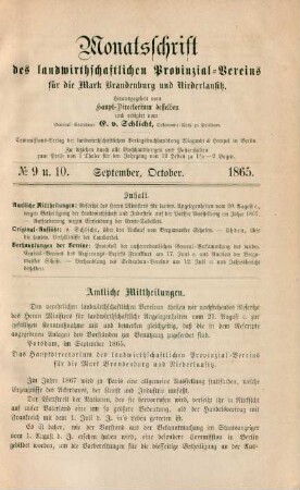No 9 u. 10. September, October. 1865.