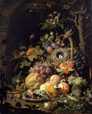 Ein Vogelnest im Fruchtkorb
