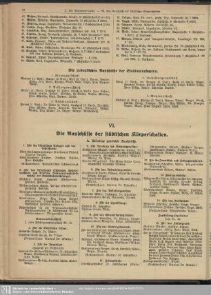 VI. Die Ausschüsse der städtischen Körperschaften