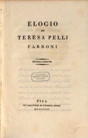 Elogio di Teresa Pelli Fabroni