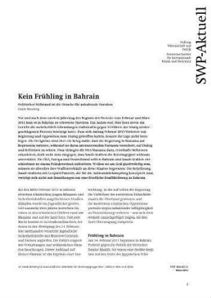 Kein Frühling in Bahrain : Politischer Stillstand ist die Ursache für anhaltende Unruhen