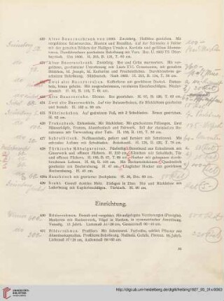 Einrichtung (Nr. 430-446)